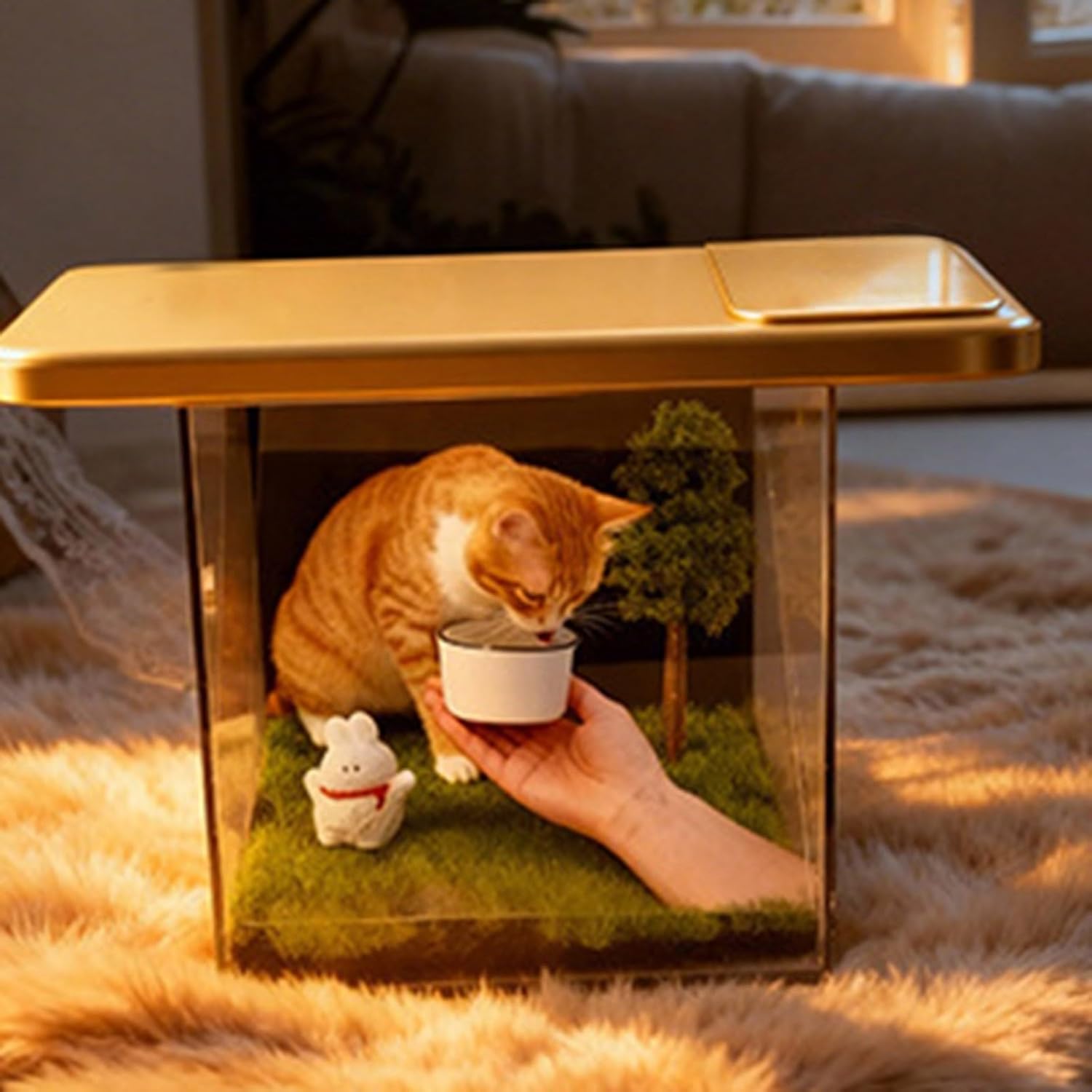 Pet Hologram, 3D Holographic Pet Memorial Box, High-Transmittance Display for Dog Cat Lovers, Pet Remembrance Ornament (Clear)